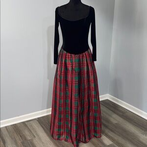Vintage Scott McClintok Holiday Party Dress Velvet Tartan Plaid Xmas size 10
